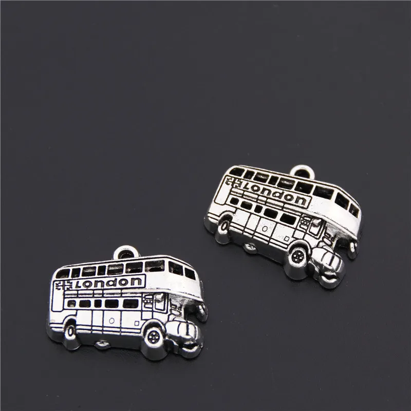 15pcs  Tibetan Silver Color London Bus Car Charms Pendant Findings Accessories DIY  Choker Necklace A181