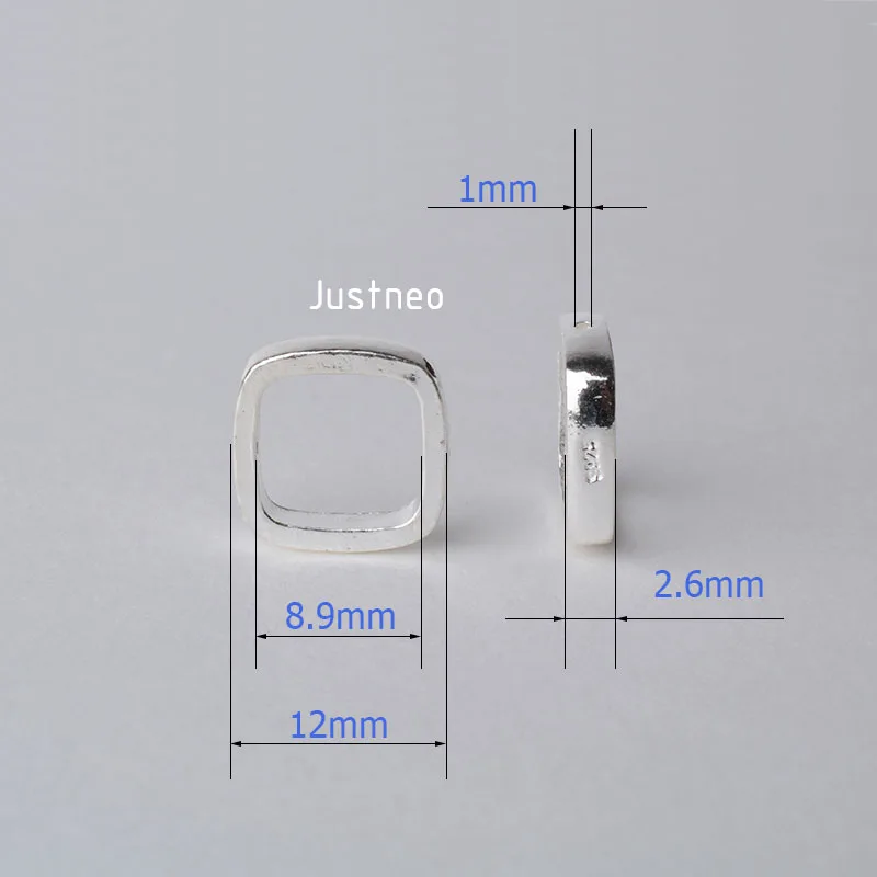 solid 925 sterling silver Square Bead Frame, spacer loose bead with 1mm hole jewelry diy components accessories