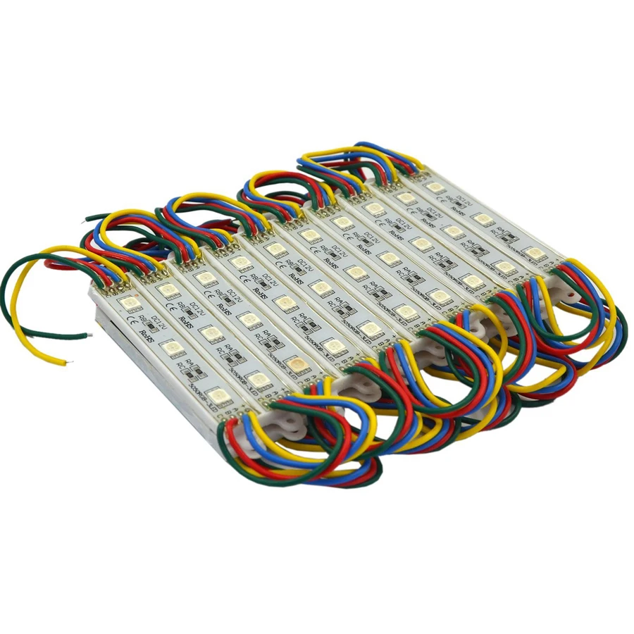 20PC Waterproof DC 12V 3Leds RGB SMD 5050 LED Module Lamp RED BLUE GREEN Cool White 2700k 7000K For Advertising Light Boxes