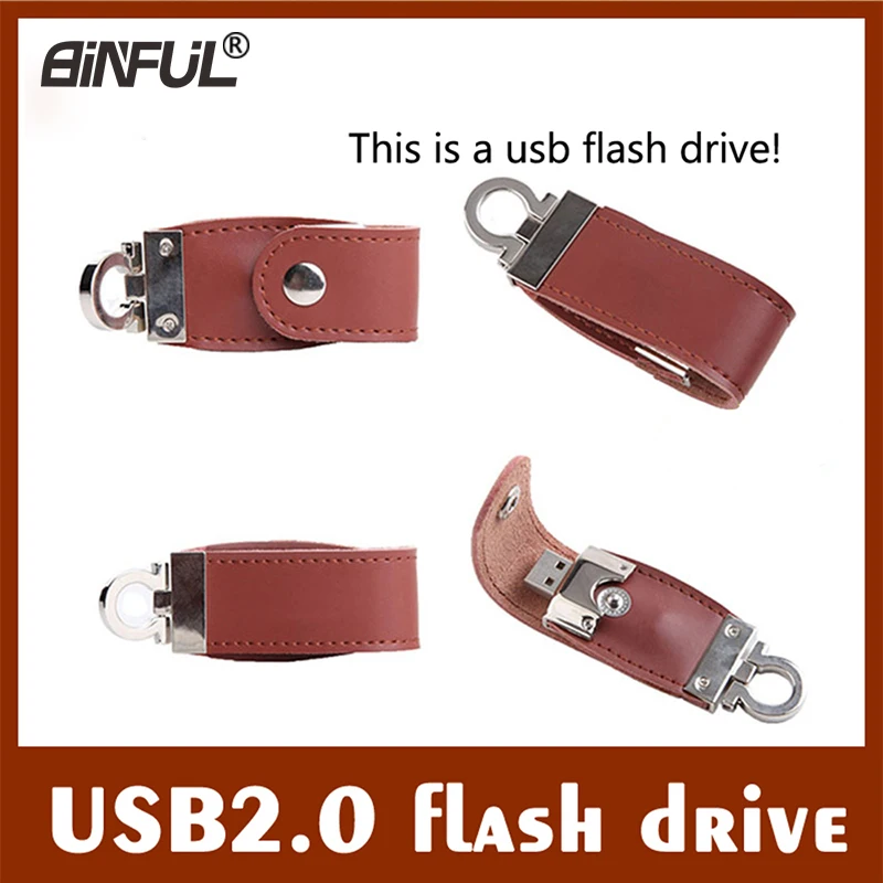 

Genuine USB flash drive Capacity Genuine Leather pendrive 64GB 32GB 16GB 8GB 4G pen drive memory stick with Key Chain HOT sale