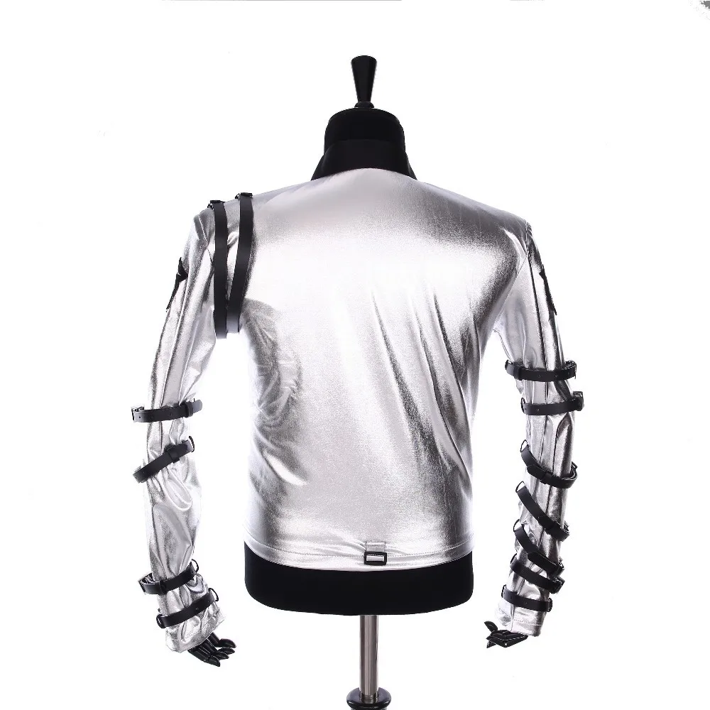 Impersonator Michael Joseph Jackson Costumes  Jacket BAD tour Silver Bodysuit Jacket Outerwear for Collection Supprise Gift