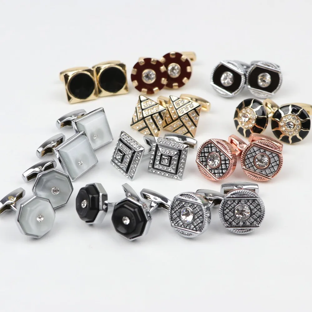 Mens Fashion Laser Engraved Check Complicated Design Cufflink Luxury Cuff Buttons Black Cuff Links