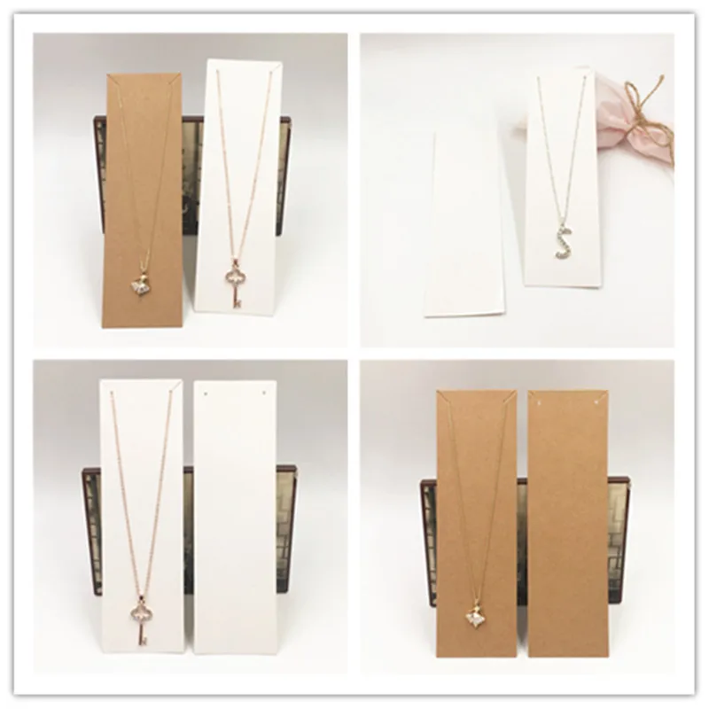 

18.6x5.6cm 30Pcs/Lot Blank Kraft Paper Jewelry Display Necklace Cards For Jewelry Accessories Making DIY Favor Label Wholesale