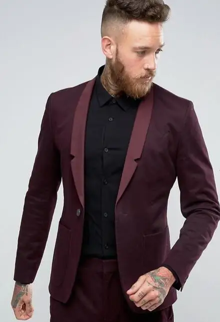 

Latest Coat Pant Designs Burgundy Wedding Suits for Men Slim Fit Skinny 2 Piece Groomsman Tuxedo Custom Prom Blazer Masculino