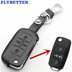 FLYBETTER hakiki deri 4 düğme çevirme anahtarı durumda kapak Vw Sharan/Multivan araba Styling L1298