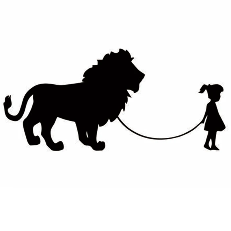 

17.8*8.3cm Girl Holding A Lion Cute Picture Vinyl Decal Sticker for Car Truck Window Bumper Funny Personality Stickers