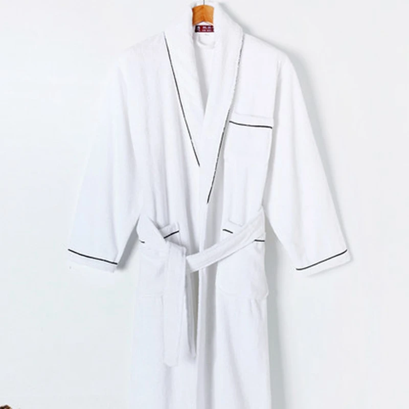 Thicken Bathrobe Men plus size XXL Towel fleece Winter White Nightgown Long Men Women Sleepwear Robe Homewear Pajamas home