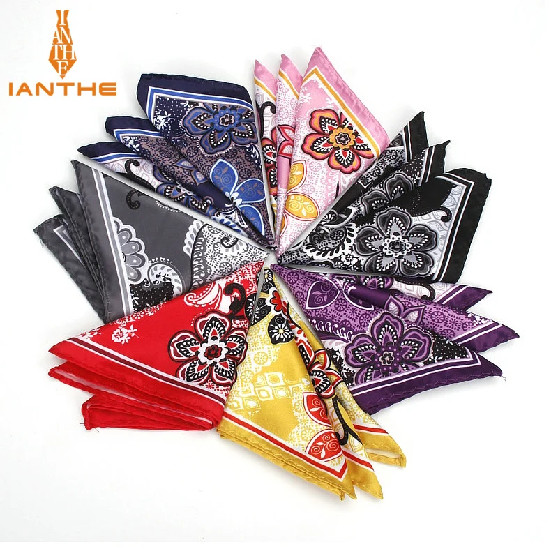 

Men's Classic Wedding Party Handkerchief Business Polyester Silk Flower Paisley Pocket Square Hanky Accessories Towel Gifts