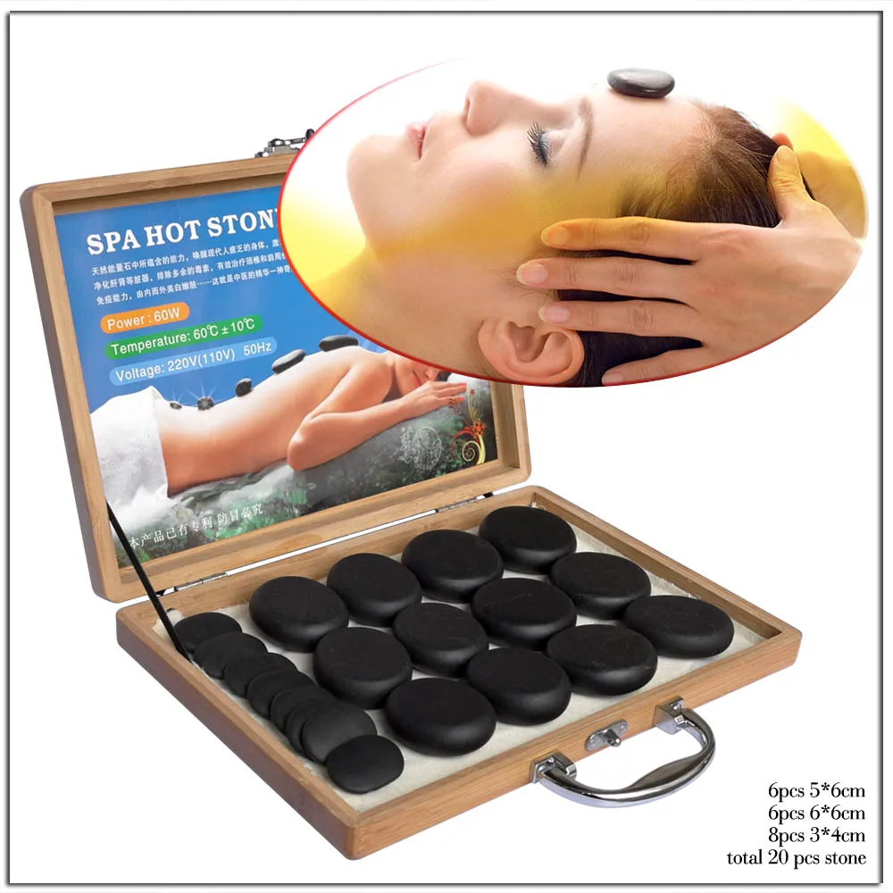 Hot Rock Stone Massage Set Heating Box Relieve Stress Back Pain Health Care Acupressure Lava Basalt Stones for Healthcare