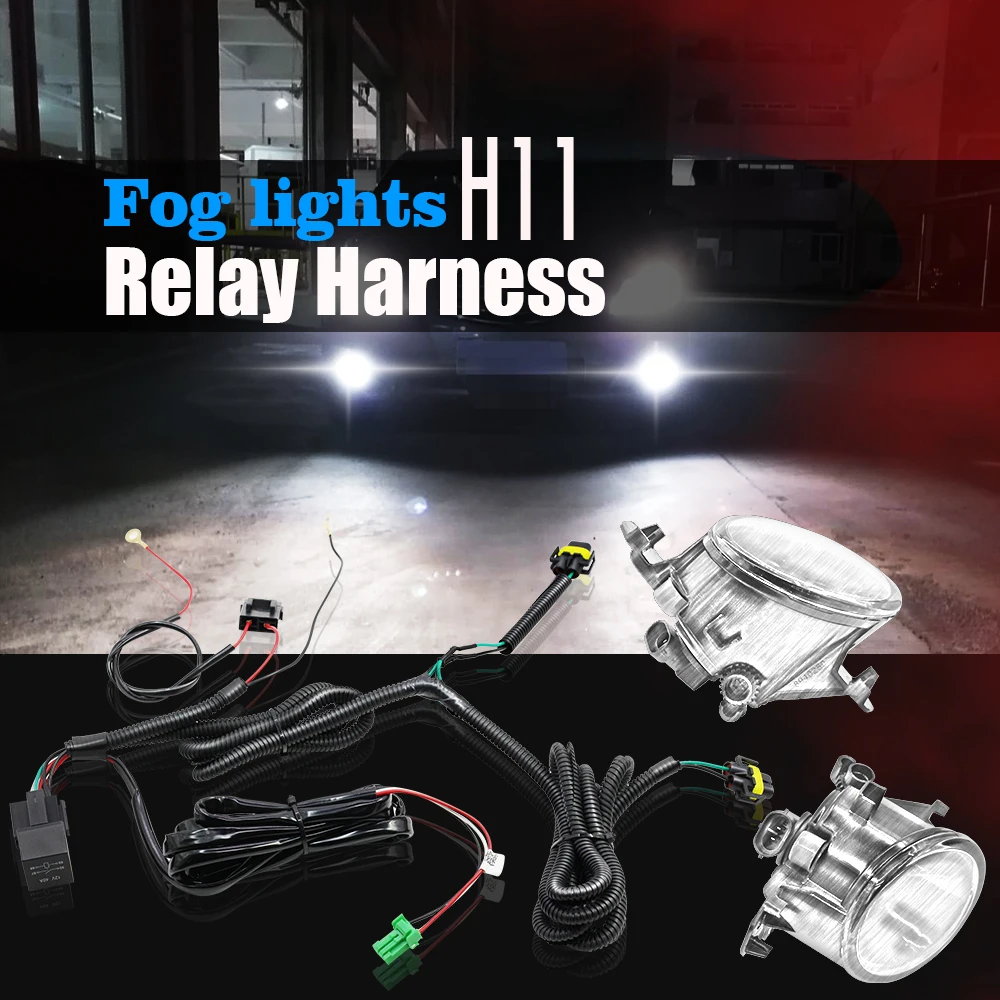 Cawanerl Car Fog Light Harness Wiring H11 H8 Socket Wire and Switch with LED indicator AT Relay 40A For Nissan Infiniti Renault