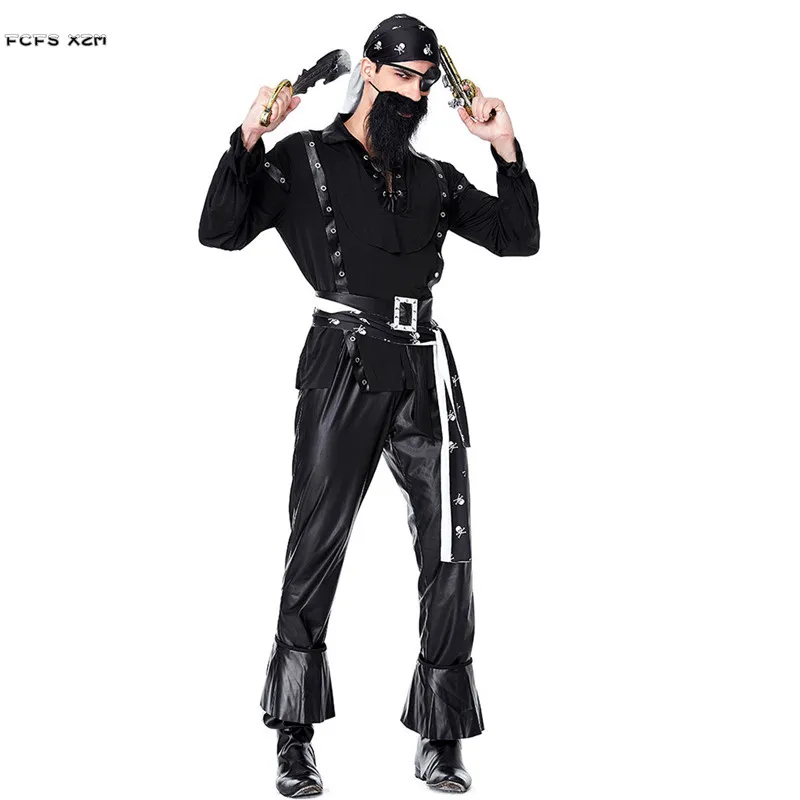 Uomini adulti barba nera pirata Cosplay Halloween guerriero ladro costumi carnevale Purim sfilata travestimento vestito da ballo in maschera