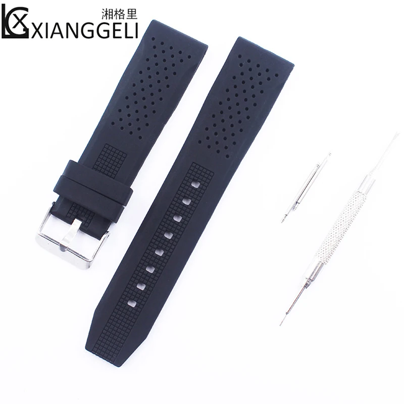 Watch accessories Silicone strap 22mm pin buckle Flat direct mouth Suitable for all kinds of outdoor sports diving watch band.