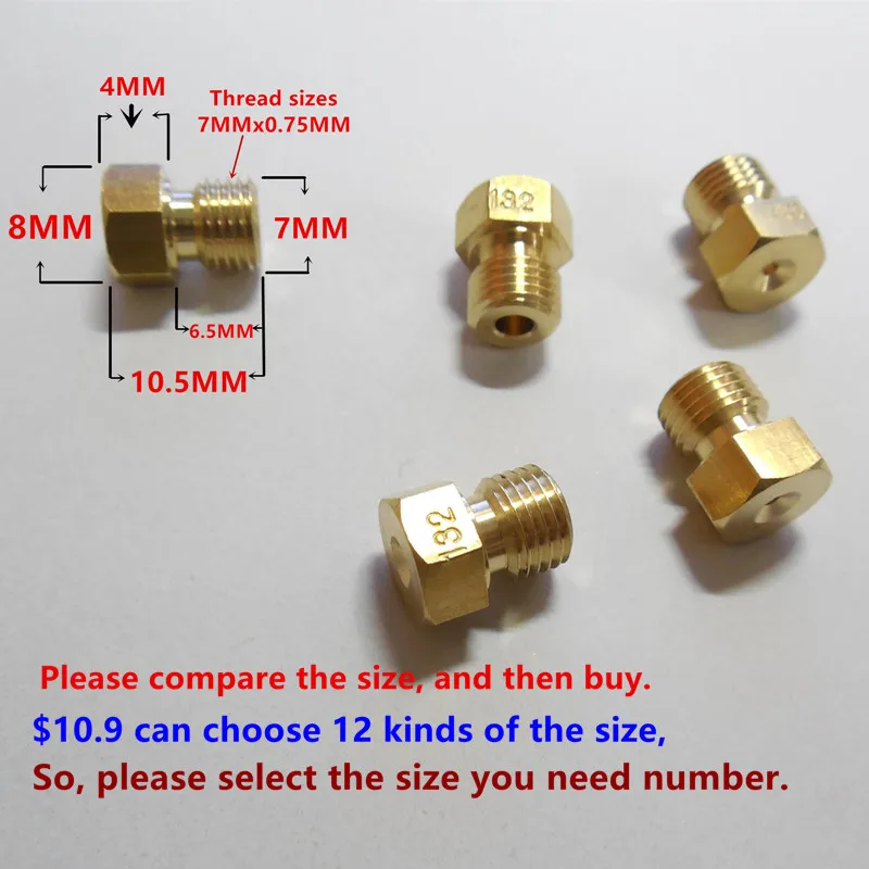 

(12pcs main jet / pack)Taikai motorcycle carburetor hexagonal main jet 7MM thread suitable for Y28V SRZ150 JYM150 JS150