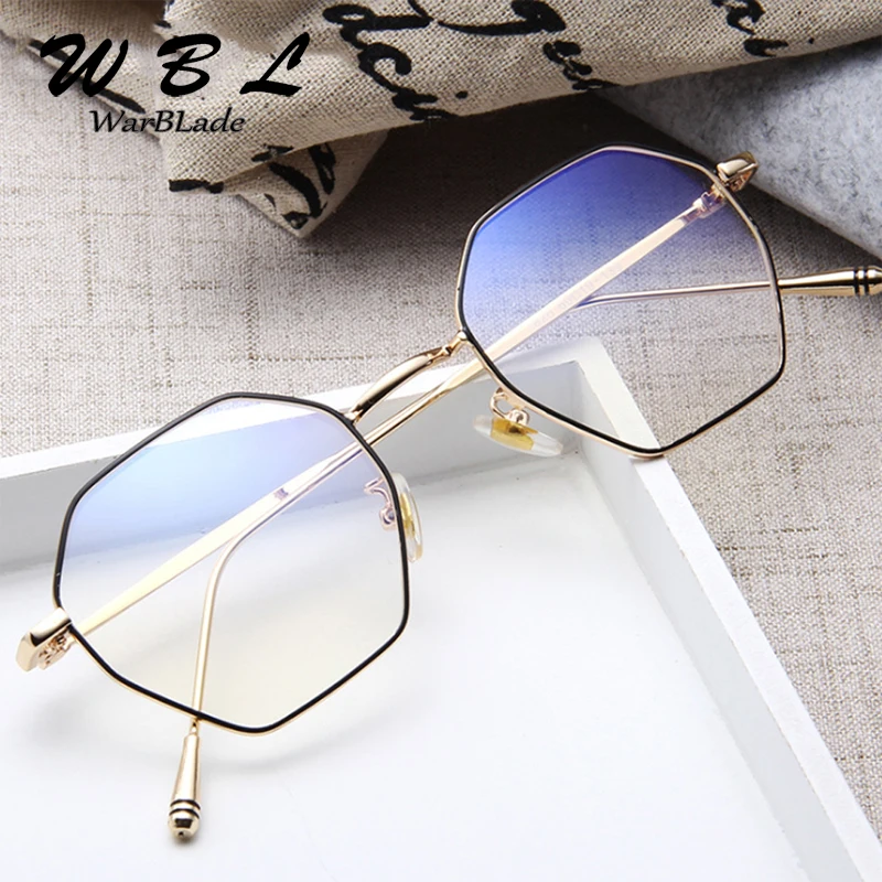 WarBLade Mens Clear Glass Shades Vintage 2018 Hexagon glasses Women Luxury Design Metal Eyewear Female Retro