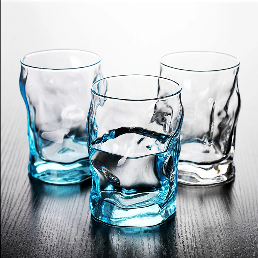 

300ml Tea Cups Juice Beer Glasses Coffee Mug Water Bottle Heat Resistant Clear Irregular Ice Cream Whisky Beer Glass Cup Mug