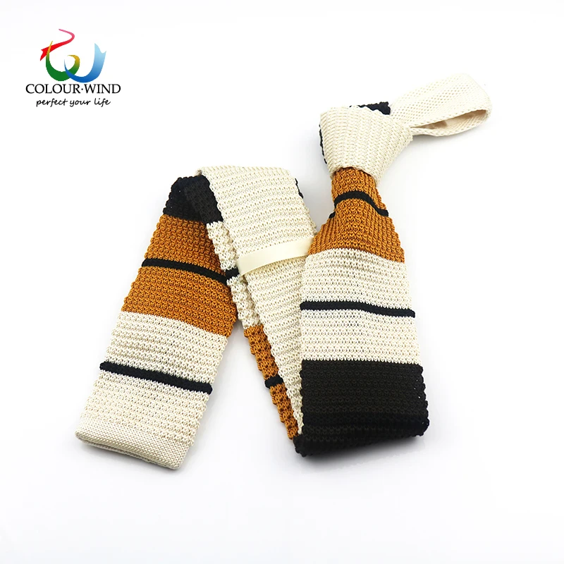 Winter Mens Knit 5.5cm Narrow Slim Neck Tie Striped Navy Colorful Woven Flat Neckties Party Business Cravate Suit Free Style Set