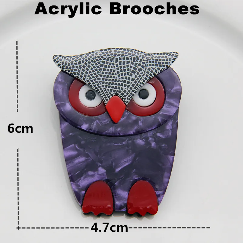 FishSheep Vintage Acrylic Owl Brooch for Women Big Resin Animal Birds Brooches Label Pins Collections Clothing Accessories Gifts