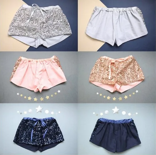 New Fashion Sequins Girls Pants High Waist Fitness Shorts High Quality Luxury Gold Pink Girls Leggings For 90-130