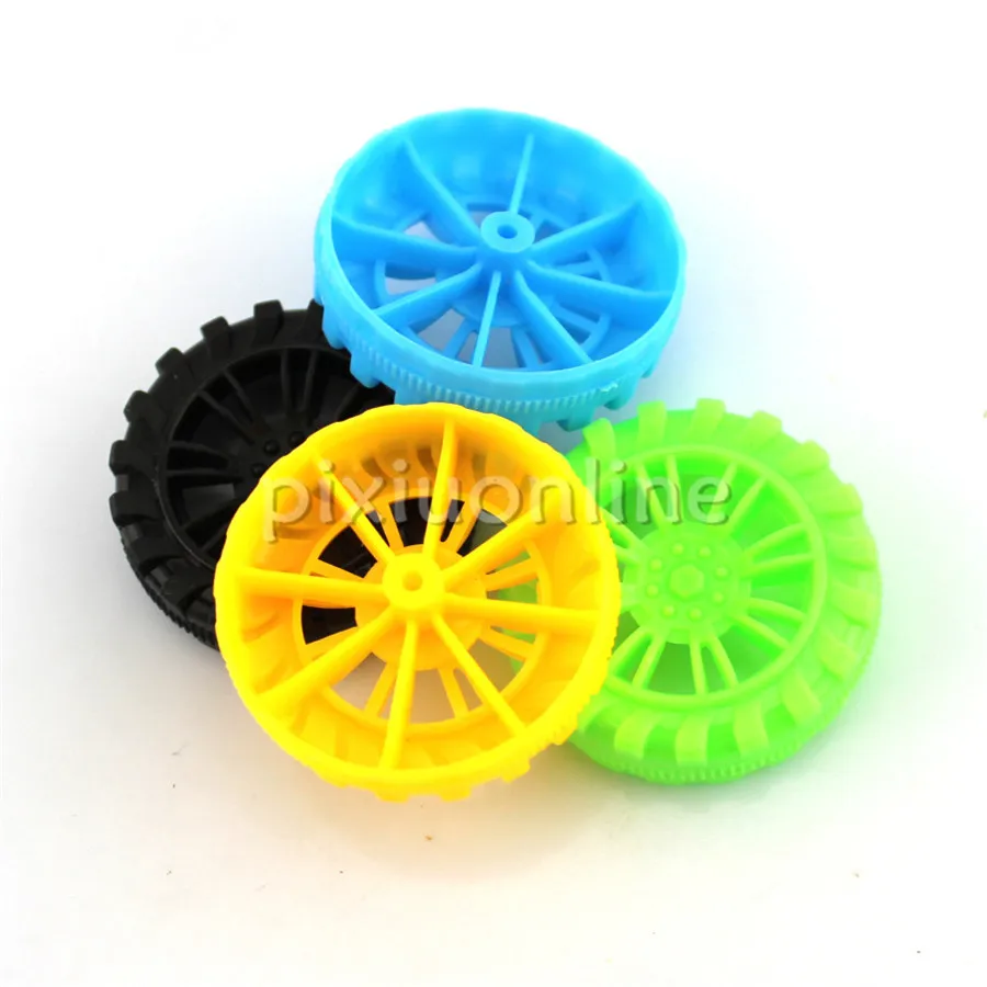 4pcs/pack J529b 2*35mm Narrow 4color Plastic Wheel Model Car Making Parts DIY Students Technology Making Sale at a Loss