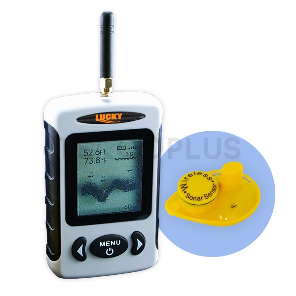 LUCKY Fish Finder Wireless Dot Matrix Fish Finder Live-Update Water Bottom Contour LED Backlight 45 meters Depth Fish Finder