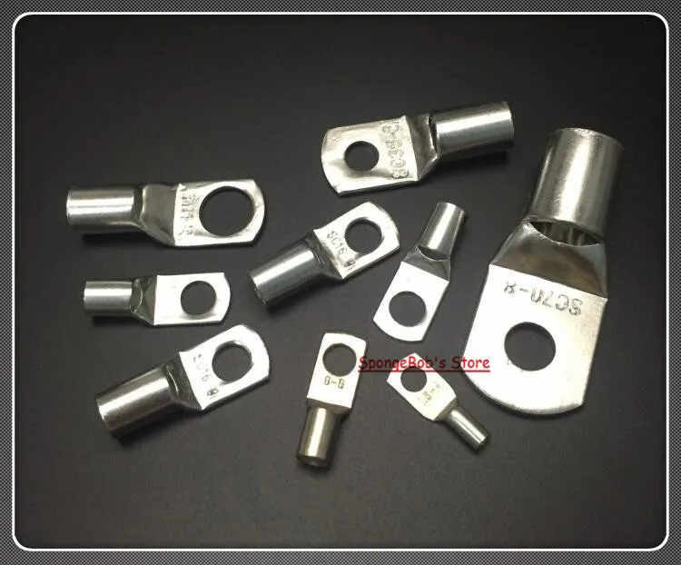 30-50PCS/LOT  SC6-5/6/8   SC10-6/8/10   SC16-6/8/10 Tinned Copper Cable lugs Battery Terminals Brand New