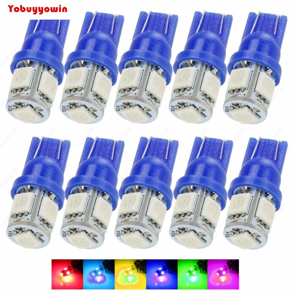 10 Lampadas Pingo T10 W5W 194 Pingo Farolete Pingao 5Smd 5050 Farolete,Teto,Placa(Branco/Vermelho /Azul /Ambar /Verde/Rosa