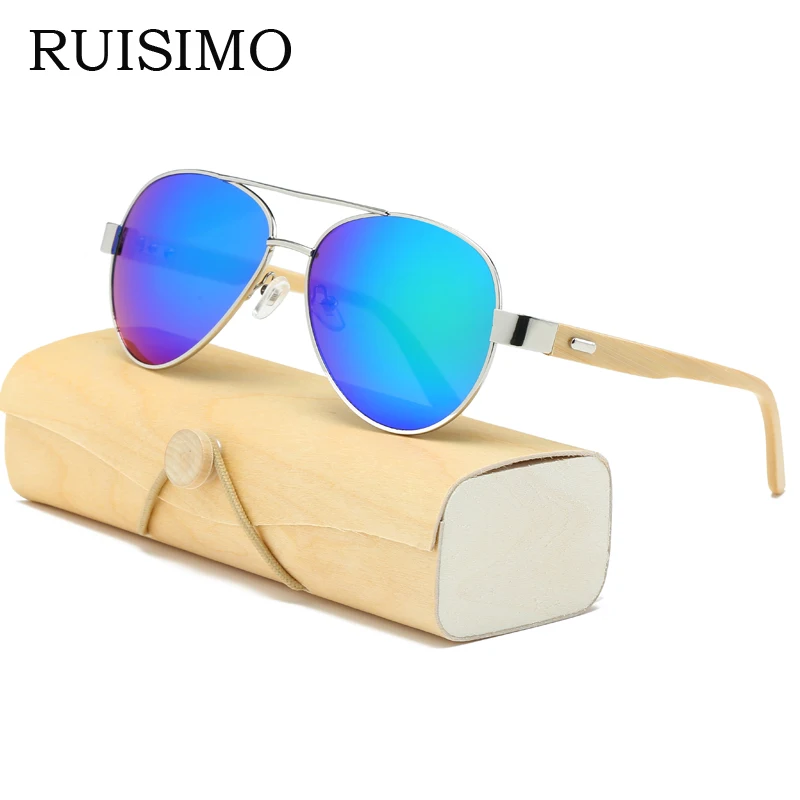 Wood Sunglasses Men Wooden metal Women pilot Brand Designer Mirror Sun Glasses for women men with case retro de sol