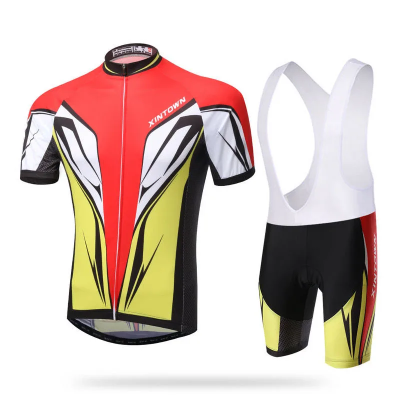 XINTOWN Pro Cycling Bike Ropa Ciclismo Short Sleeve Clothing Cycling Jersey Bib Shorts Set Blast Red Bicycle Sport Jersey S-XXXL