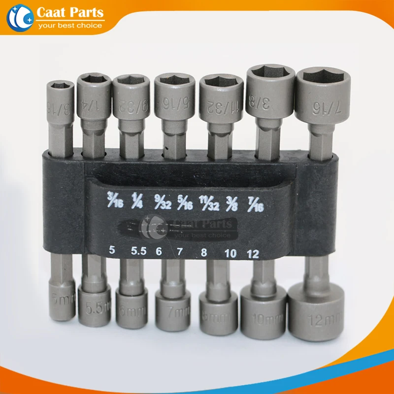 14Pcs Power Nut Driver Set Black Case Dual Metric & Standard Sae 1/4