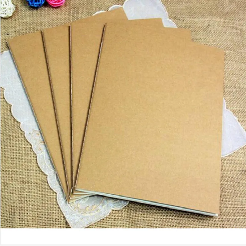 B7 Cowhide Paper Notebooks Blank Notepad Vintage Soft Copybook Daily Memos Kraft Cover Journal Travelers Note Books Sketchbook