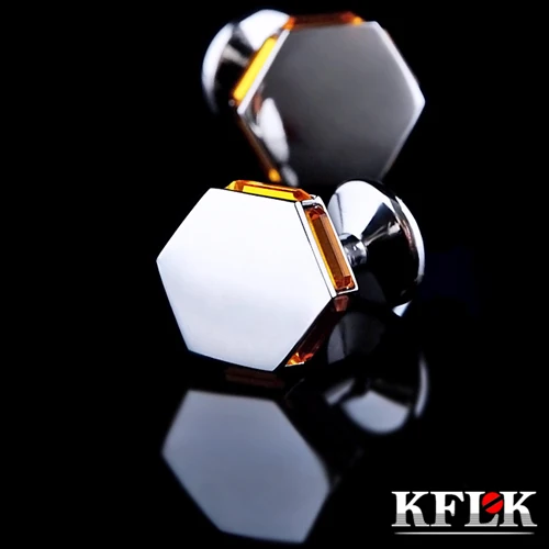 5 Colors KFLK Luxury shirt cufflinks for mens gift Brand cuff buttons  Crystal cuff link High Quality abotoaduras Jewelry