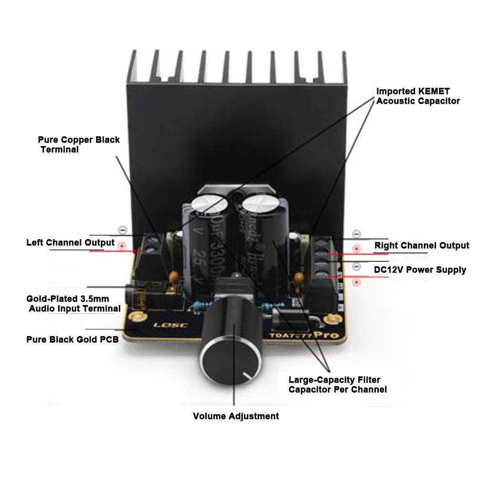 Módulo amplificador diy tda7377 placa amplificadora de potência 12v canal duplo estéreo 30w * 2 amplificador automotivo