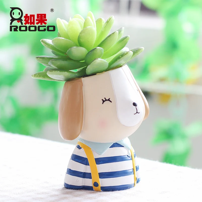 Roogo Figurine Pot Flower Mini Succulent Modern Annimal Plant Pot Garden Cactus Home Decor Balcony Decorations Planter Gift