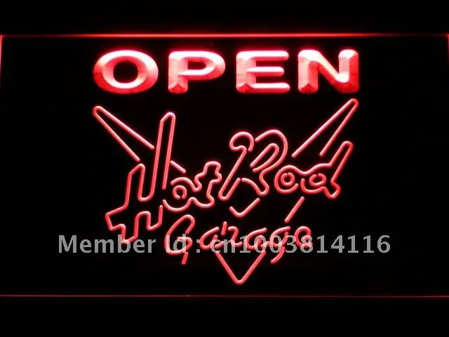 068 Hot Rod Garage Beer OPEN Bar LED Neon Light Signs with On/Off Switch 20+ Colors 5 Sizes to choose