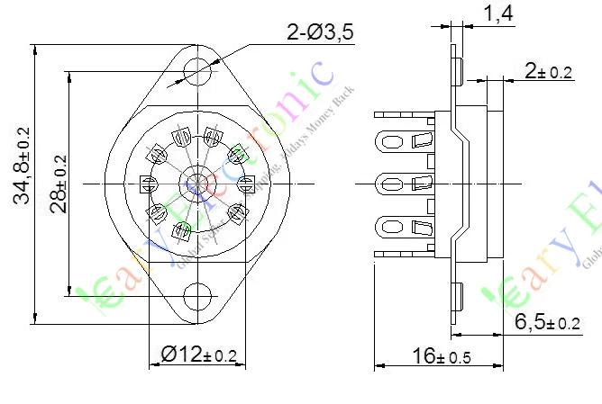 Wholesale and retail 4PCS 9 PIN VACCUM TUBE SOCKET SAVER base MOUNT FOR 12AX7 12AU7 ECC82 ECC83 radio free shipping