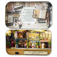 Happy Corner 3D Wooden DIY Handmade Box Decor Theatre Dollhouse Miniature Box Cute Mini Doll House Assemble Kits Gift Toys Happy