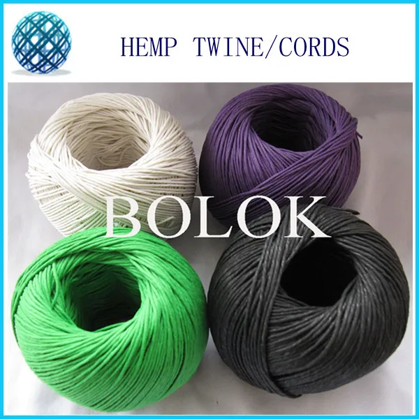 free shipping 12 kinds waxed and colored hemp cord (6pcs/lot) hemp twine cord100m/ball used in all kinds packing