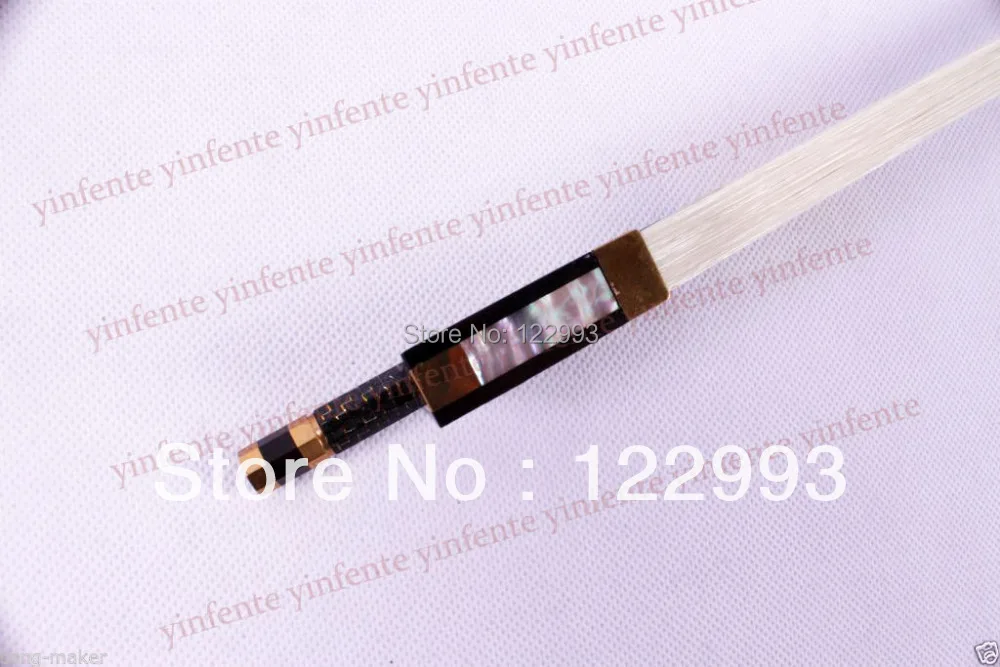 New Violin Bow Plaid Carbon Fiber Round Stick Golden String Ebony Frog 4/4 #7