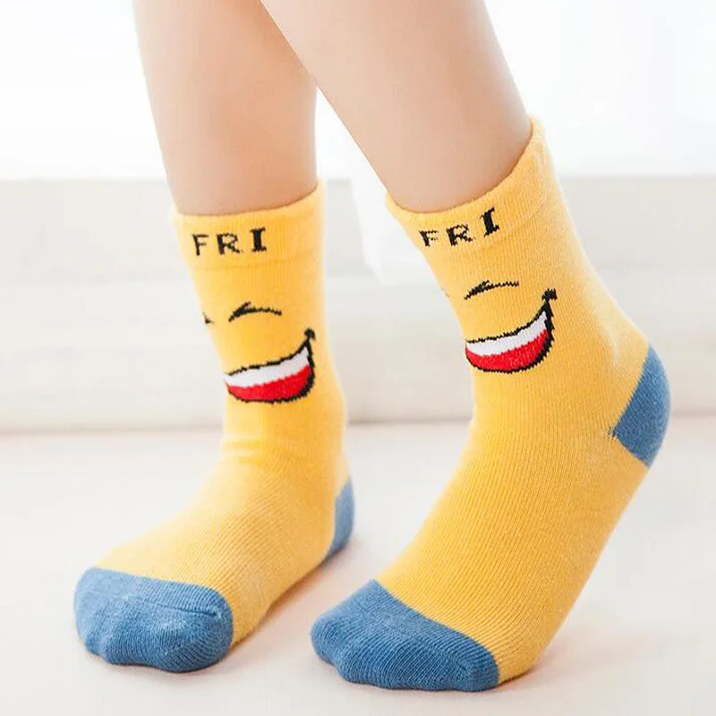 2024 Spring & Summer Cartoon Emoticons Pattern Cotton Baby Socks Boys Girls Socks 1-12 Year Children Socks 5 Pairs/ lot