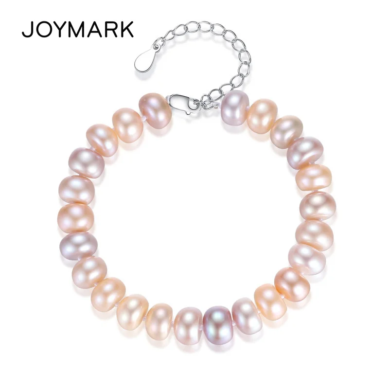 JOYMARK 8mm-9mm Freshwater Mixed Color Pearl Bracelets For Women With 925 Sterling Silver Clasp Chain Mother's Day Gift JPSB106