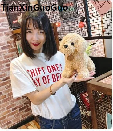 

Около 20 см милая желтая плюшевая игрушка собака на корточках мягкая кукла детская игрушка подарок на день рождения b0818