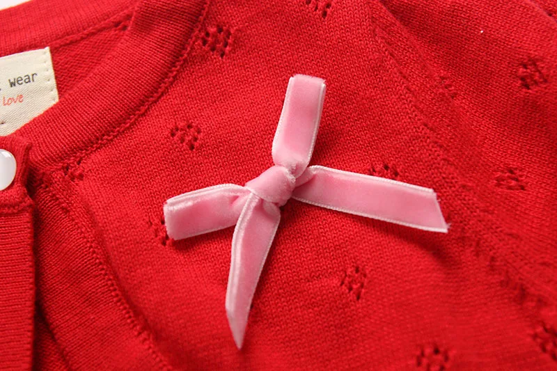 Red Summer Girls Jacket Kids Cardigan Short-Sleeved Girls Coat 1 2 3 4 5 6 7 8 9 10 Years Girls Clothes 194002