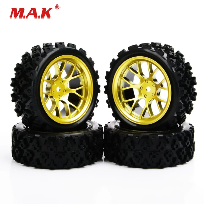 4Pcs/Set 1:10 Rubber Rally Tires and Wheel Rim with 6mm Offset and 12mm Hex fit Racing Off Road Car PP0487 Accessories