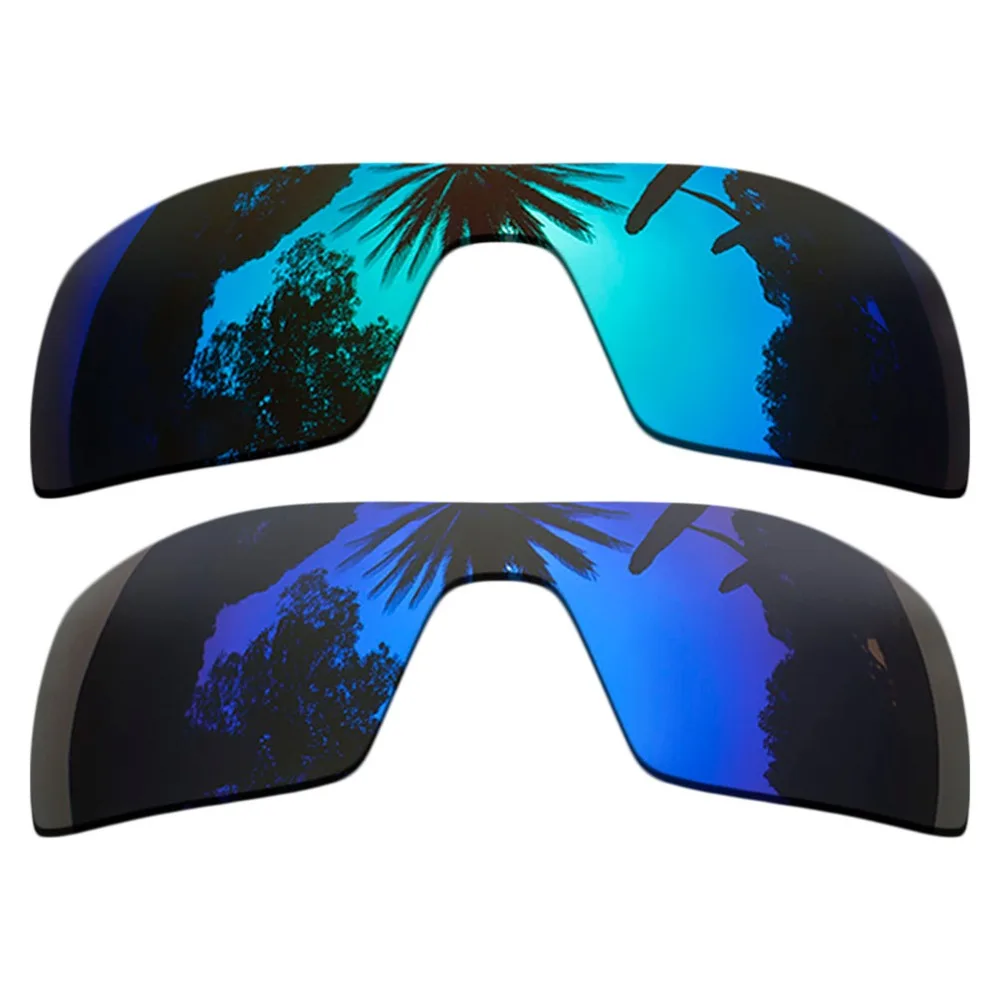 

(Ice Blue Mirrored+Purple Mirrored Coating) 2-Pieces Polarized Replacement Lenses for Oil Rig Frame 100% UVA & UVB Protection