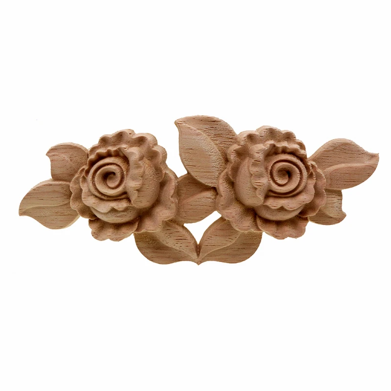 VZLX Wood Carved Corner Onlay Applique Frame Decor Furniture Unpainted Vintage Home Wedding Decoration Accessories Figurine