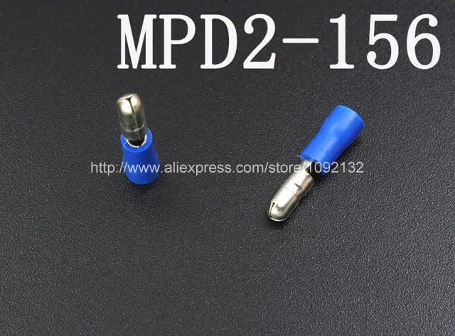 

100pcs MPD2-156 Blue Vinyl Insulated Male Bullet Terminals and Connectors For 16-14 AWG Wire