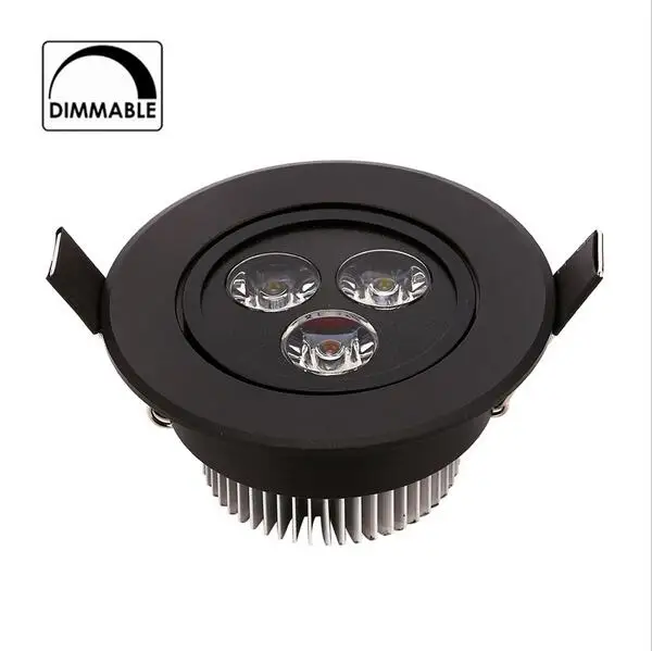 Lámpara de luz Led empotrada de 9W (3x3W), foco regulable de 110V, 220V, carcasa negra, redonda, para techo, IP40, iluminación interior