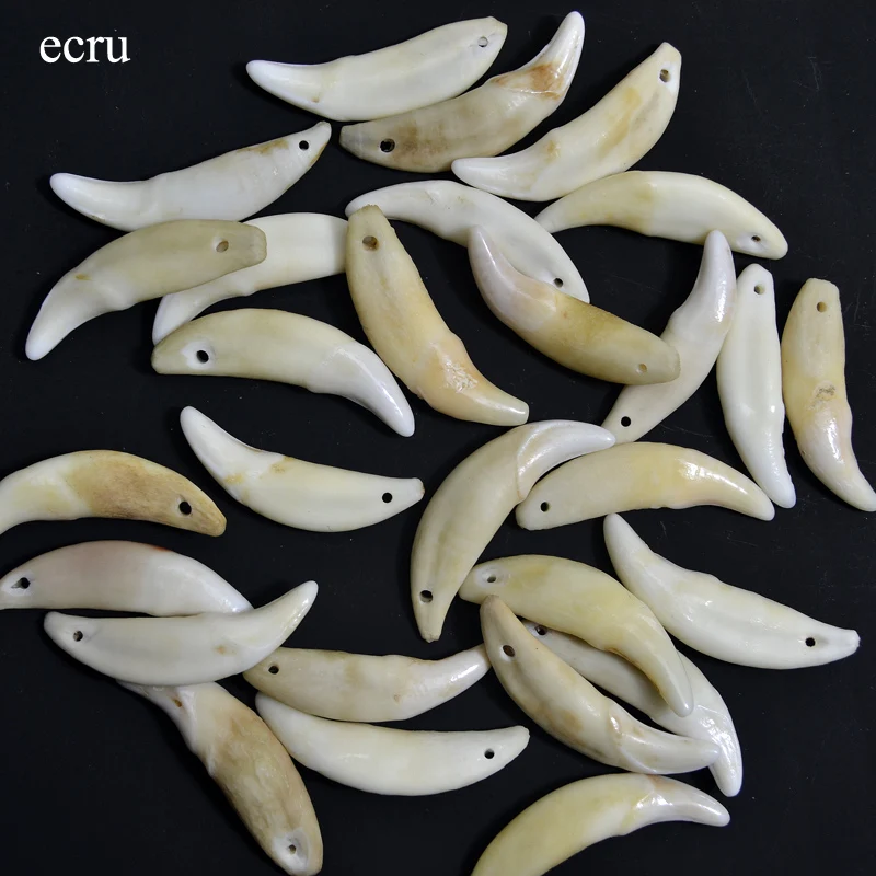 Ecru White Brown More size Tooth Natural Bone Beads Pendant For Jewelry Making Fashion beads Accessories 20~35mm, Hole: 1.5