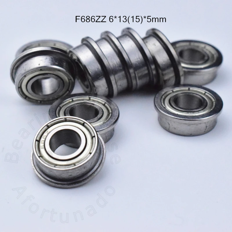 F686ZZ  10pcs Flange Bearing 6*13(15)*5mm chrome steel Metal Sealed High speed Mechanical equipment parts