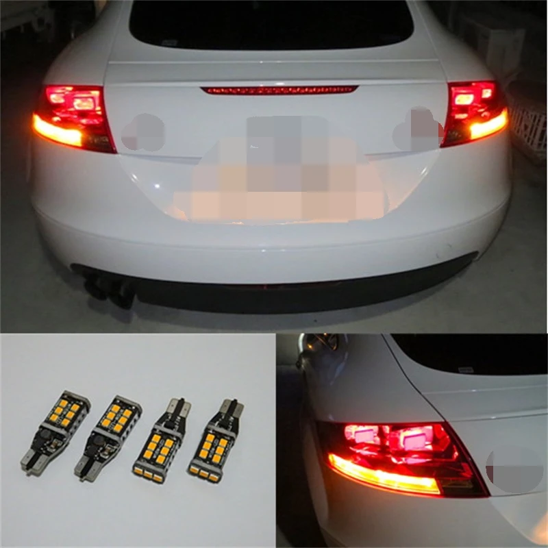 Tcart 4pcs Auto LED Bulbs Error Free T15 2835 15smd Car accessories LED Lights Turn Signals Lamps For Audi TT MK2 8J 2006-2014